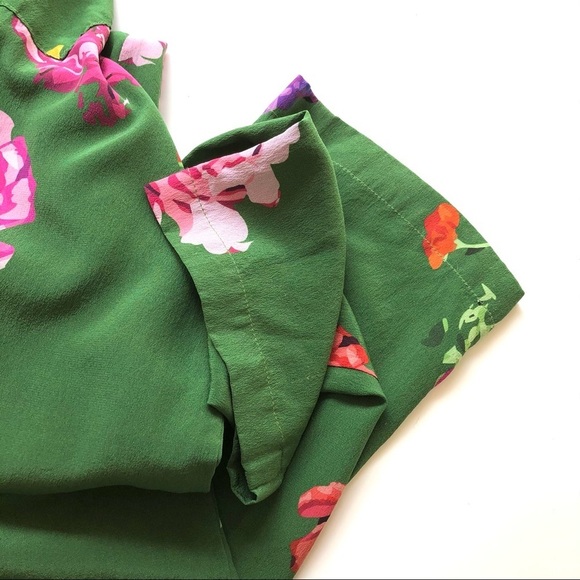 Creatures of Comfort Green Floral Jumpsuit Silk Long Sleeve Boho - Picture 15 of 16